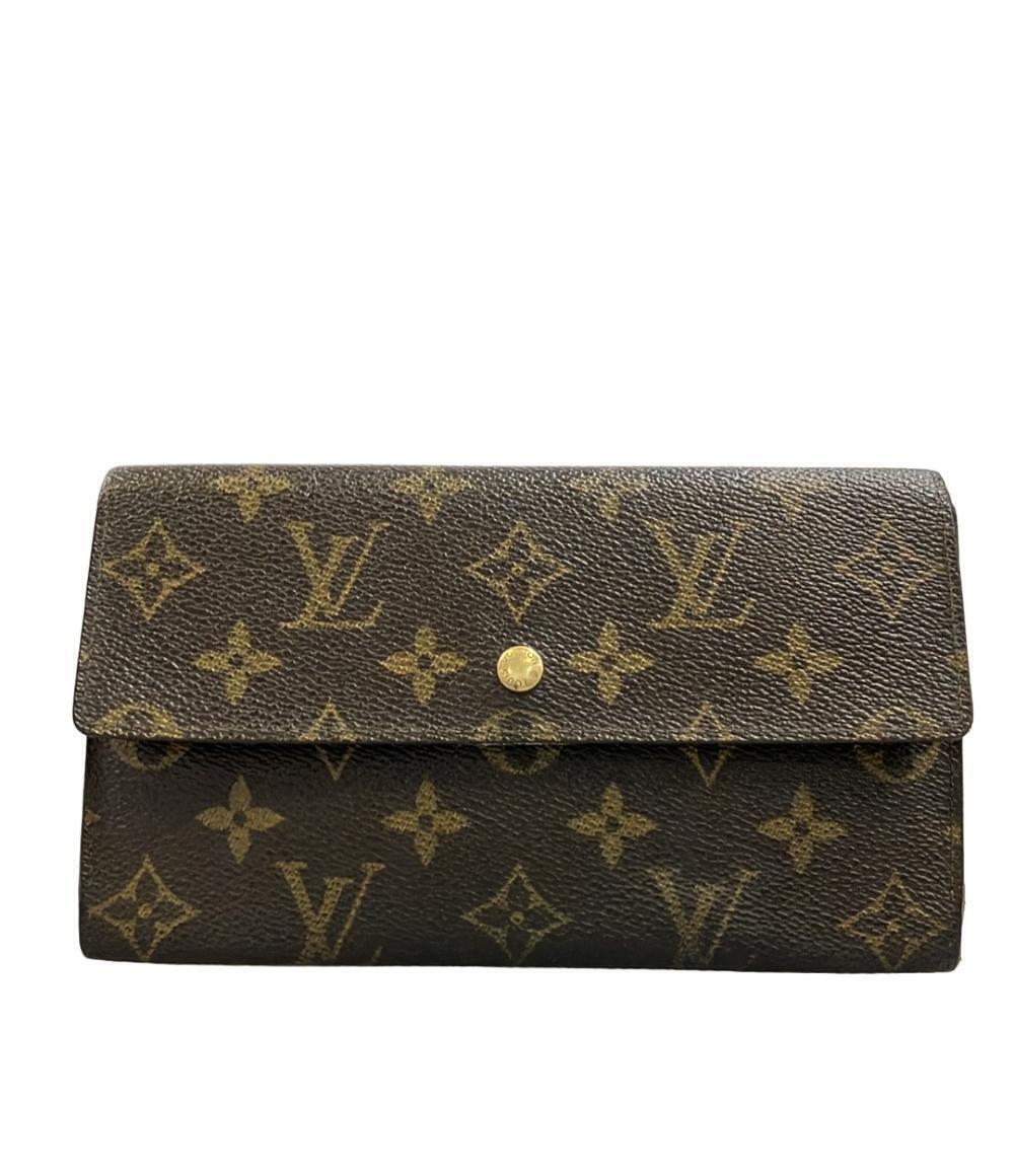 Louis Vuitton Trifold Wallet Portefeuille Monogram Canvas Leather Black Brown